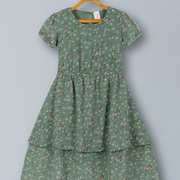 PLUM TREE Girls Floral Print Puff Sleeve Fit & Flare Dress-image-58