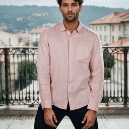 Celio Classic Spread Collar Linen Casual Shirt-picture-5