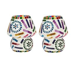 SOMIL Pack of 2 Multicoloured Printed Glass Table Lamp-image-79