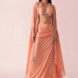 KALKI Fashion Embellished Top And Dhoti Skirt & Shrug Set-image-26