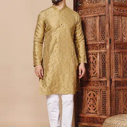 Shiv Leela Embroidered Art Silk Sequinned Mandarin Collar Straight Kurta-picture-50