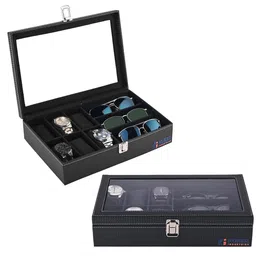 Kuber Industries 2-Pcs Black 6+3 Slots Wrist Watch Organiser-43
