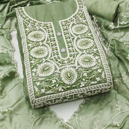 SAINOOR Embroidered Organza Semi-Stitched Dress Material-image-66
