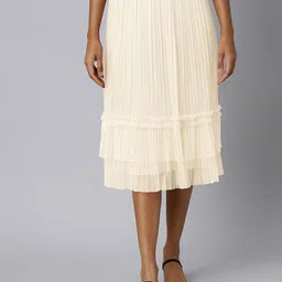 SHOWOFF Flared Midi Skirt-image-74