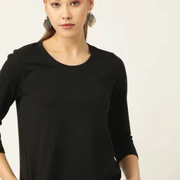 DressBerry Women Black Solid T-shirt-image-91