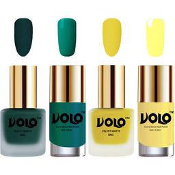 VOLO Set Of 4 Velvet Matte & Extra Shine Nail Polish - 8 ml Each - 12 - 40 - 26 - 29-17
