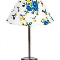 Aura Blue Printed Metal Traditional Frusturical Shaped Table Lamp-24