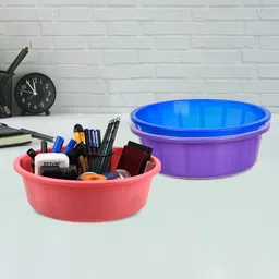 Kuber Industries Purple 3 Pieces Multipurpose Storage Tub Organizer 6L-22