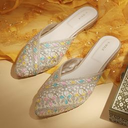 V-WALK Women Embellished Mules Flats with Embroidered-picture-38