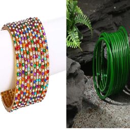 SOMIL Set Of 24 Multicolored Alloy Artificial Stones and Beads Bangles-image-93
