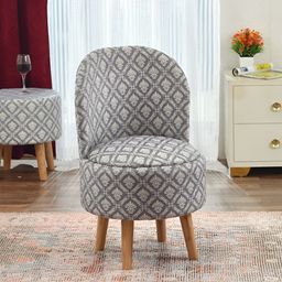 NACIA Grey & White Printed Wooden & Velvet Chair Pouffes Stool Ottomans-13