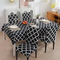 FAVRIA Set Of 5 Black & White Printed Table & Chair Covers-15