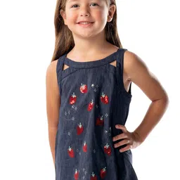 Cherry Crumble Girls Conversational Embroidered Sequined Cotton A-Line Top-picture-25
