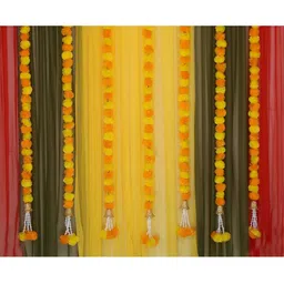 Sellplus 7 Pcs Yellow & Orange Genda With Tuberose Tassel Hanging-image-92