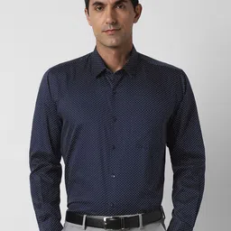 Peter England Men Micro Ditsy Printed Spread Collar Cotton Formal Shirt-picture-4