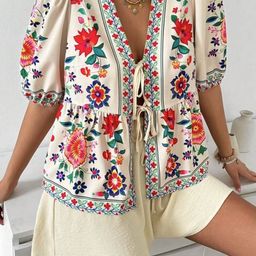 Routes by All About You Women Floral Printed Puff Sleeve A-Line Dress-image-32