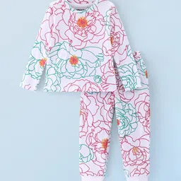 Honeyhap Girls Cotton Floral Printed Night suit-picture-41