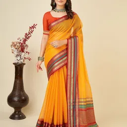 AMRUTKALA SAREES Checked Woven Design Zari Saree-image-75