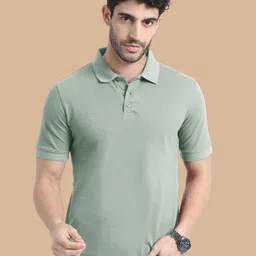 MIRAAN Men Polo Collar Applique T-shirt-image-92