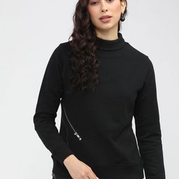 Tokyo Talkies Women Solid High Neck Cotton Pullover Sweatshirt-image-12