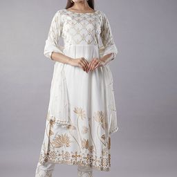 Utsav Fashion Women Ethnic Motifs Printed Regular Kurta with Trousers & With Dupatta-20
