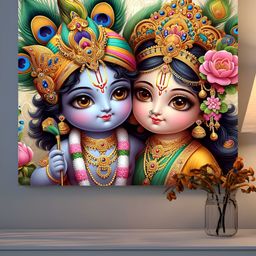 SAF Blue & Yellow 1 Piece Wood Religious Wall Paintings-image-92