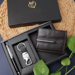 SAZARA Men Wallet With Pen And Keychain Gift Set-image-58