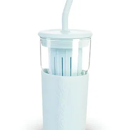 YELONA Blue Single Glass Solid Double Wall Vacuum Water Bottle-image-10