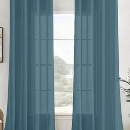 HOMEMONDE Blue 2 Pieces Textured Sheer Cotton Long Door Curtains-13