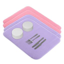 Kuber Industries 4-Pcs Pink & Purple Non Slip Dish Drying Mats-image-79