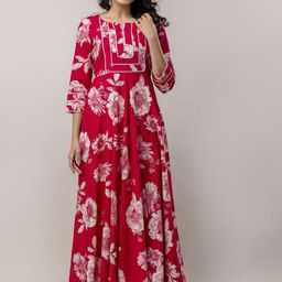 KIRNYA Women Printed Thread Work Floral Anarkali Kurta-image-65