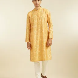 Diwas by Manyavar Men Printed Mandarin Collar Straight Kurta-image-72