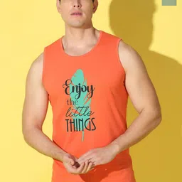 WOOSTRO Pack Of 2 Printed Pure Combed Cotton Gym VestsVWS26(ENJOY ORANGE)(ALONE LGTGREEN)-image-47