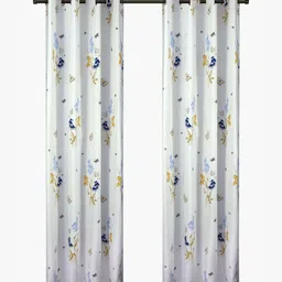 Aura Blue & Green 2 Pieces Floral Printed Cotton Door Curtains-picture-7