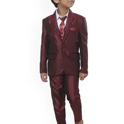 BAESD Boys 4 Piece Solid Single-Breasted Party Suit-image-21