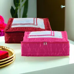 Aura Maroon & Pink 2 Pieces Satin Reusable Drawer Organisers-13