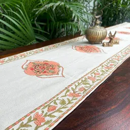 Baarno Beige & Peach Floral Printed Pure Cotton Table Runners-picture-31