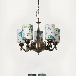 Devansh White & Blue Traditional Ceiling Lamp-picture-49