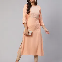 SZN Women Peach Viscose Rayon Kurtas-picture-35