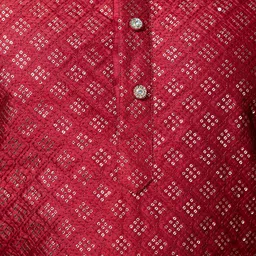 AHLAN APPARELS Men Embroidered Regular Sequinned Dupion Silk Kurta with Pyjamas image 4
