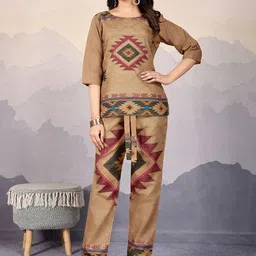 MOJILAA Geometric Printed Round Neck Tunic With Trouser-picture-11