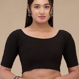 SALWAR STUDIO Self Design Readymade Non Padded Saree Blouse-picture-25