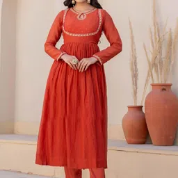 KALINI Yoke Design Sequinned Anarkali Kurta With Trouser And Dupatta image 2
