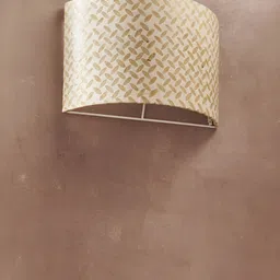 Fabindia Sitara Beige & White Printed Semi-sphere Shaped Wall Lamp-picture-41