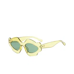 AUGEN Unisex Green Lens & Yellow Oval Sunglasses with-16