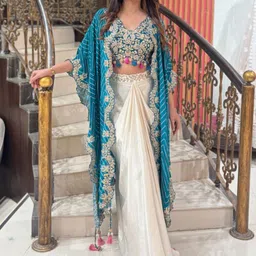 Sindh Fashion Satin Floral Embroidered Top With Skirt Set-picture-18