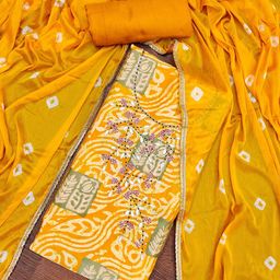 SHADOW & SAINING Floral Printed Beads and Stones Pure Silk Semi-Stitched Dress Material-image-97