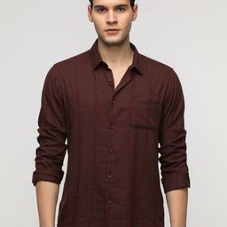 Crocodile Men Comfort Spread Collar Checked Cotton Casual Shirt-image-11