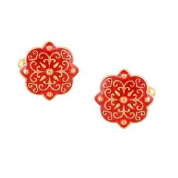 House of Pataudi Men Set of 2 Gold-Plated Textured Cufflinks-image-97
