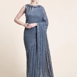 Thishma Embellished Embroidered Pure Georgette Saree-image-83